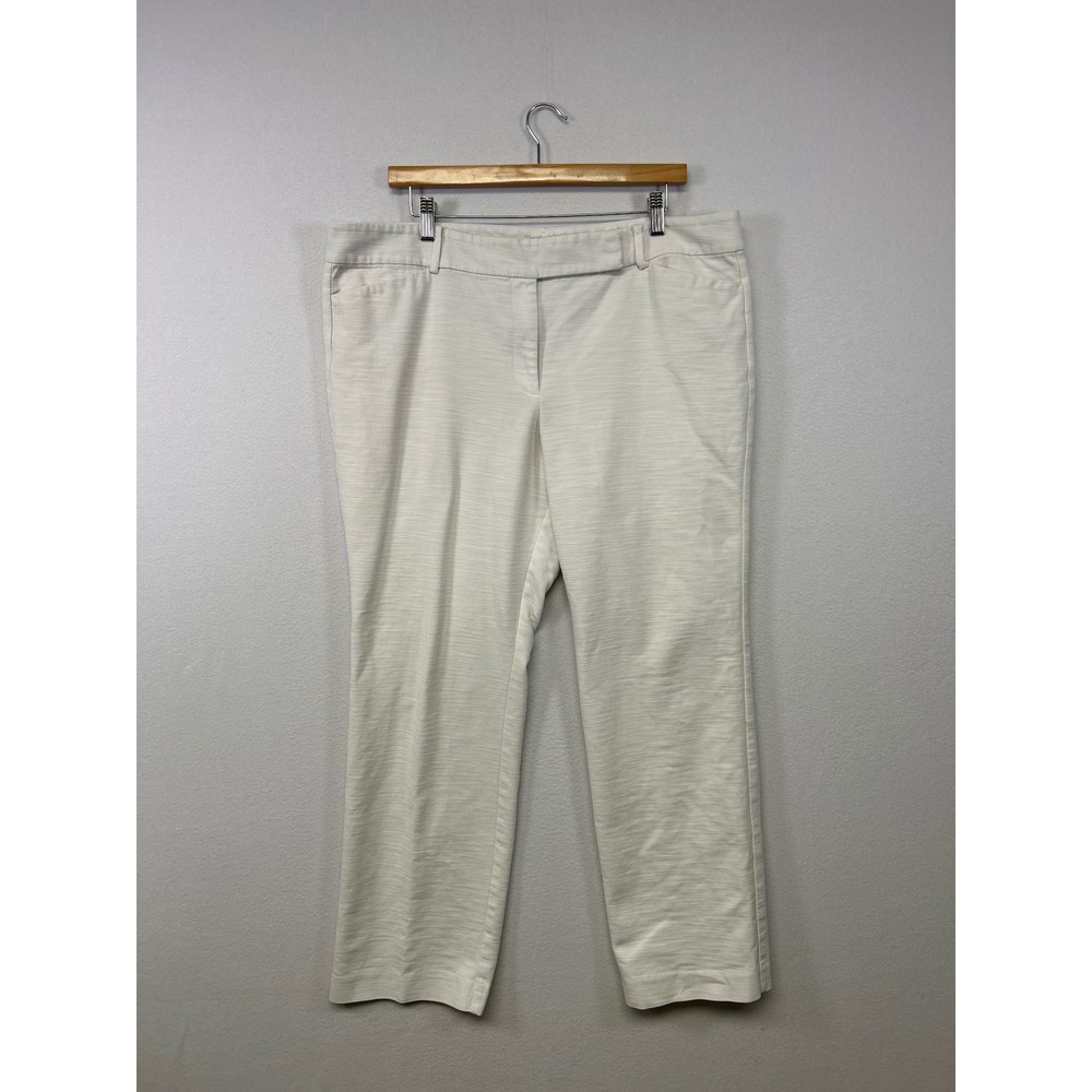 Business Casual Ann Taylor Womens 16 Cream Slub Texture Signature Straight Pants